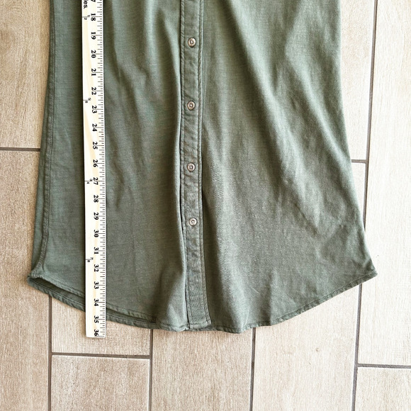 Faherty Womens Knit Seasons Shirt Dress Small Olive Green Long Sleeve Cotton - Picture 8 of 8